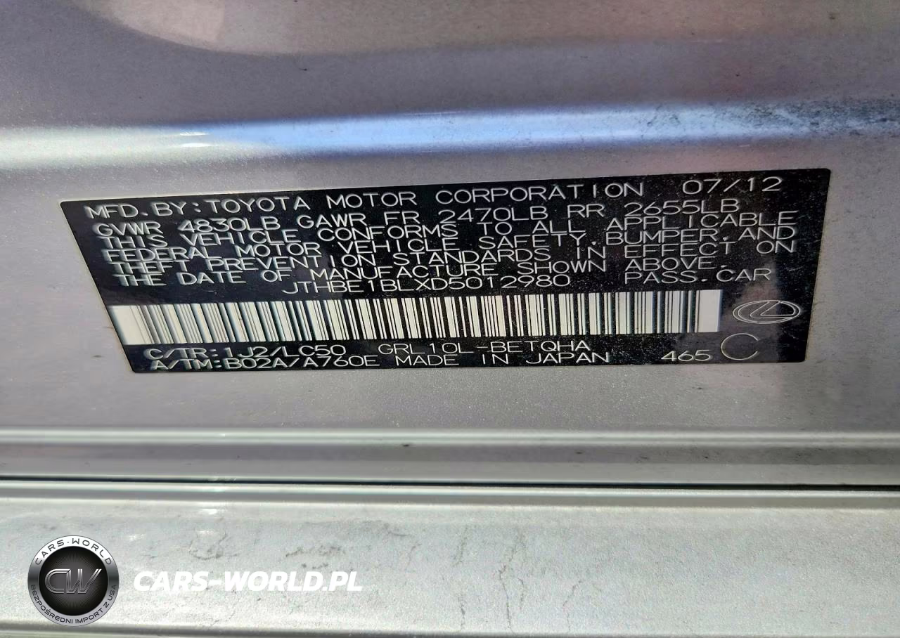 2013 Lexus Gs 350 VIN:JTHBE1BLXD5012980 - 12