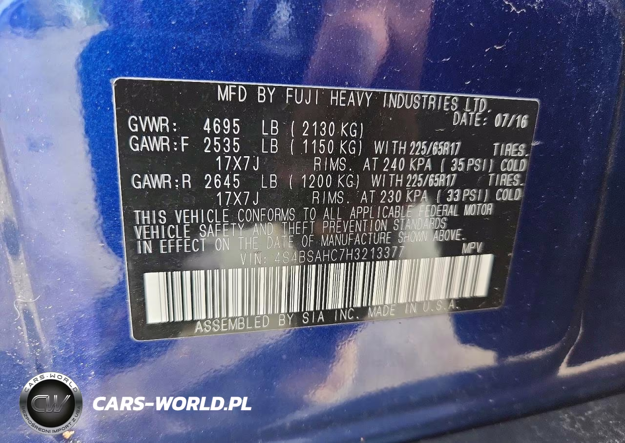 2017 Subaru Outback 2.5I Premium VIN:4S4BSAHC7H3213377 - 13
