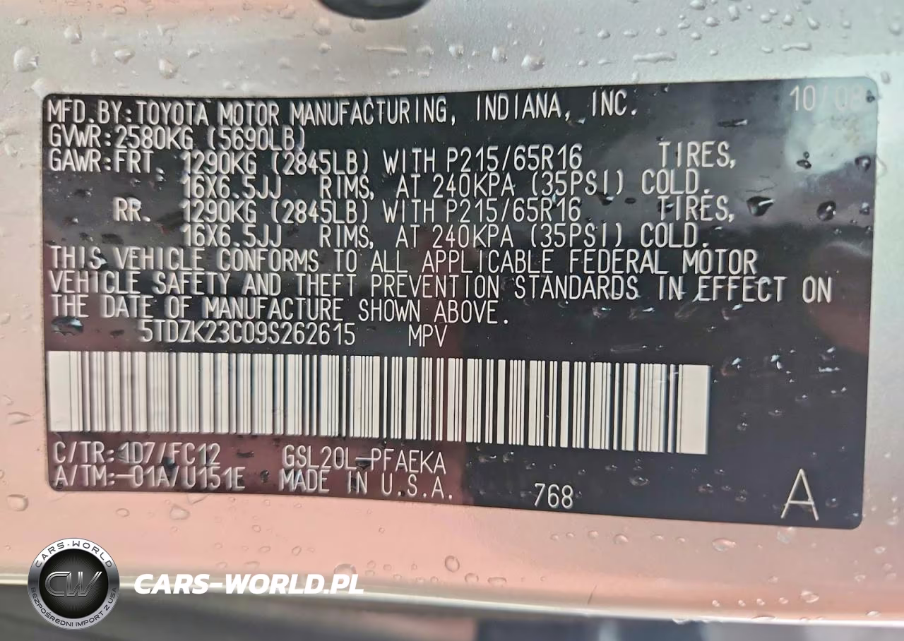 2009 Toyota Sienna Le 7-Passenger VIN:5TDZK23C09S262615 - 13