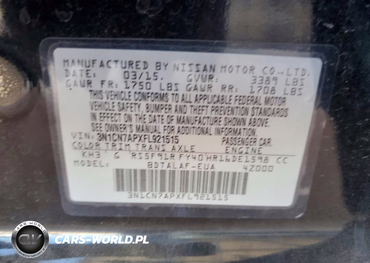2015 Nissan Versa 1.6 S VIN:3N1CN7APXFL921515 - 12