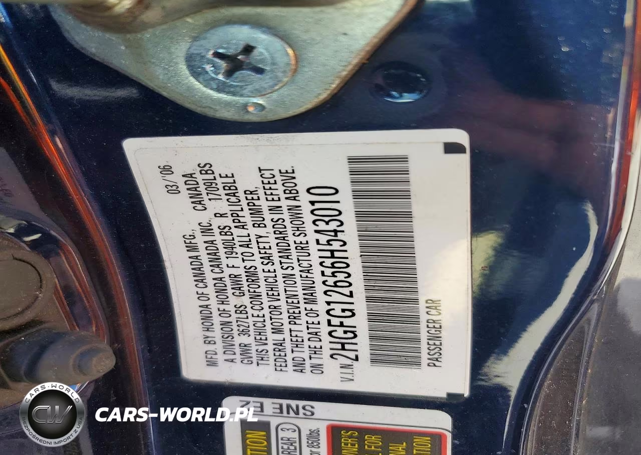 2006 Honda Civic Lx VIN:2HGFG12656H543010 - 13