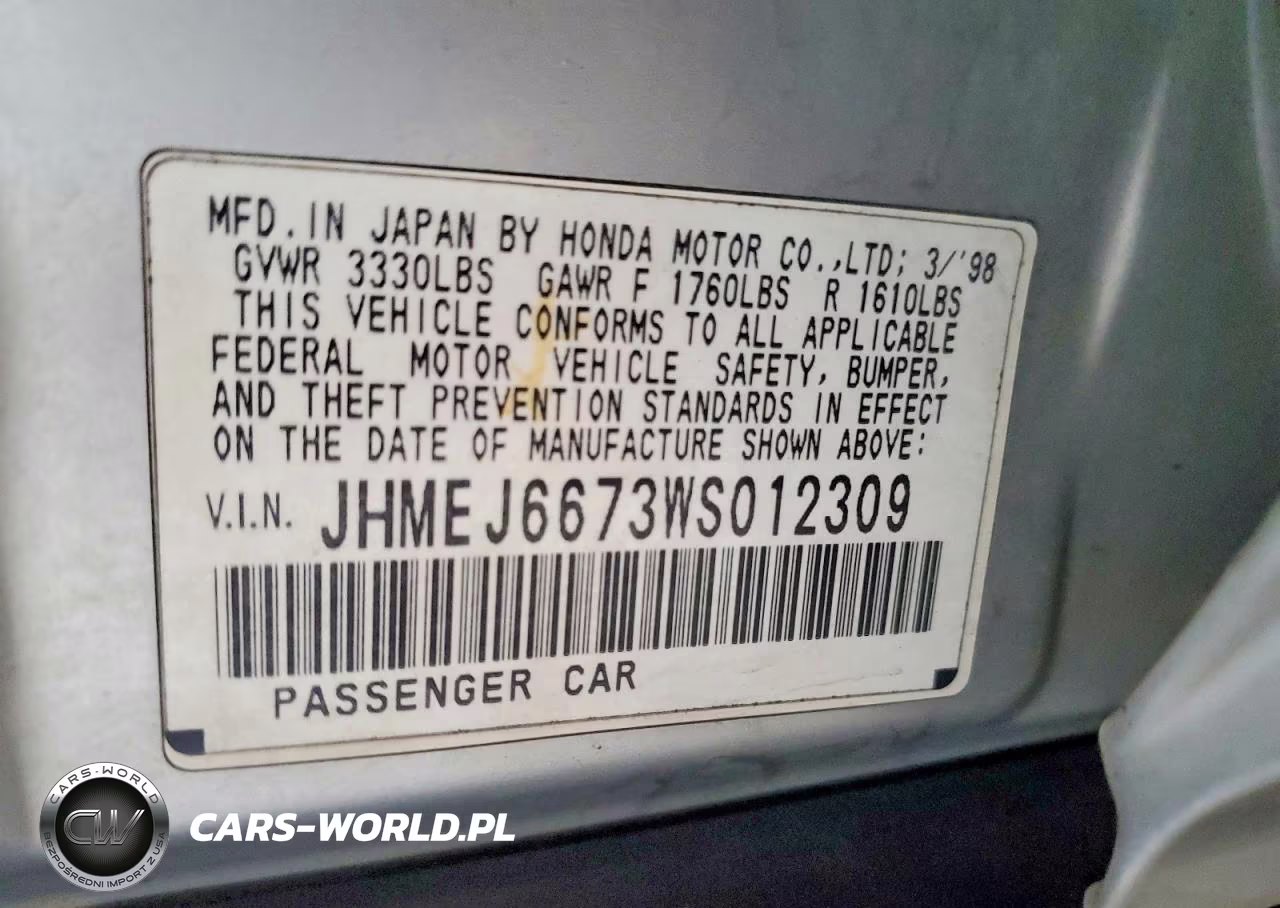 1998 Honda Civic Lx VIN:JHMEJ6673WS012309 - 12