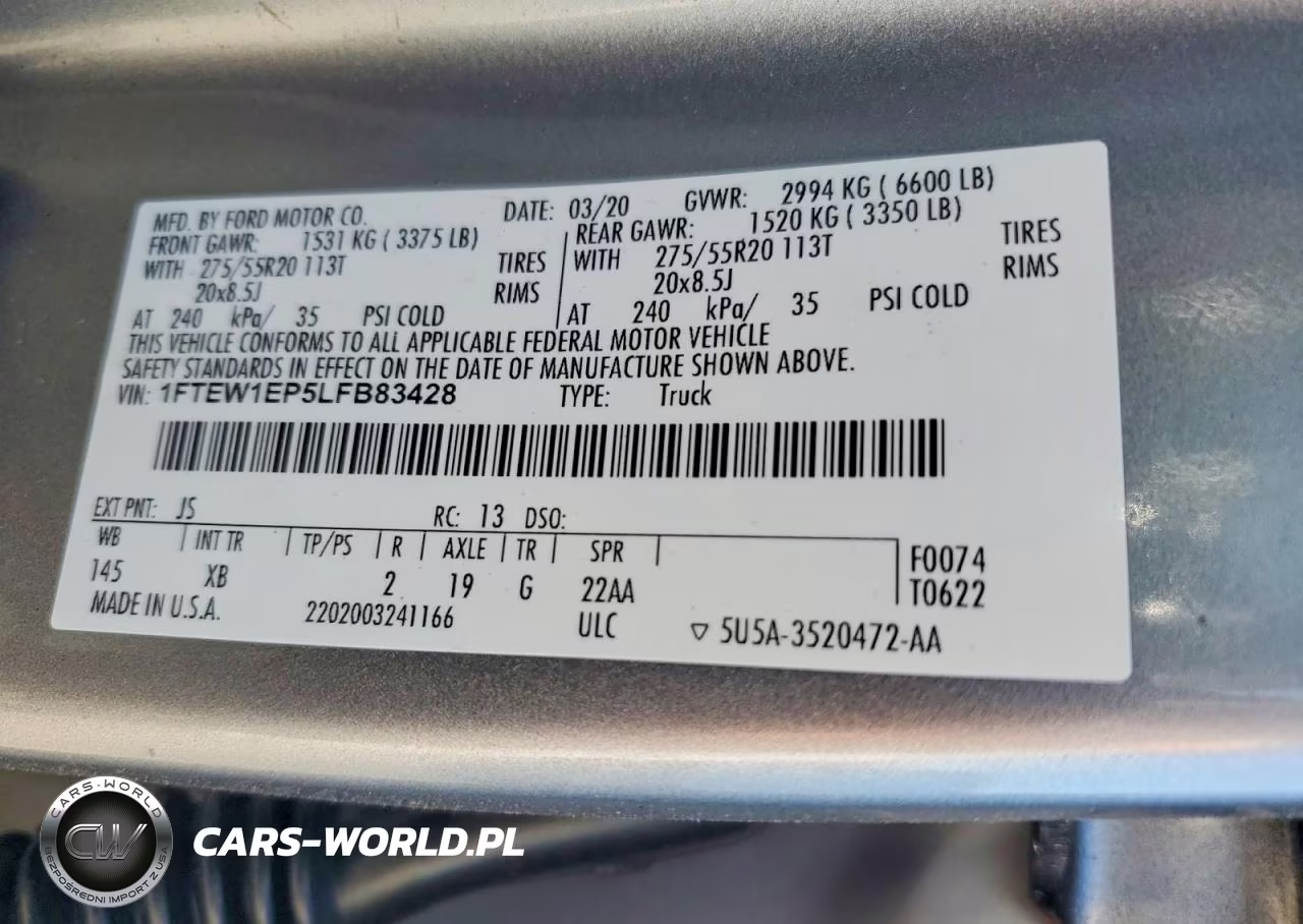 2020 Ford F150 Supercrew VIN:1FTEW1EP5LFB83428 - 12