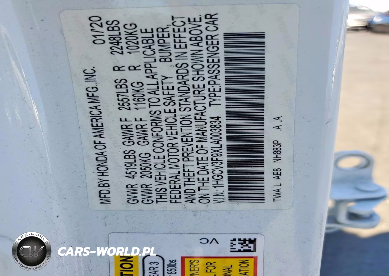 2020 Honda Accord Touring Hybrid VIN:1HGCV3F9XLA003834 - 13
