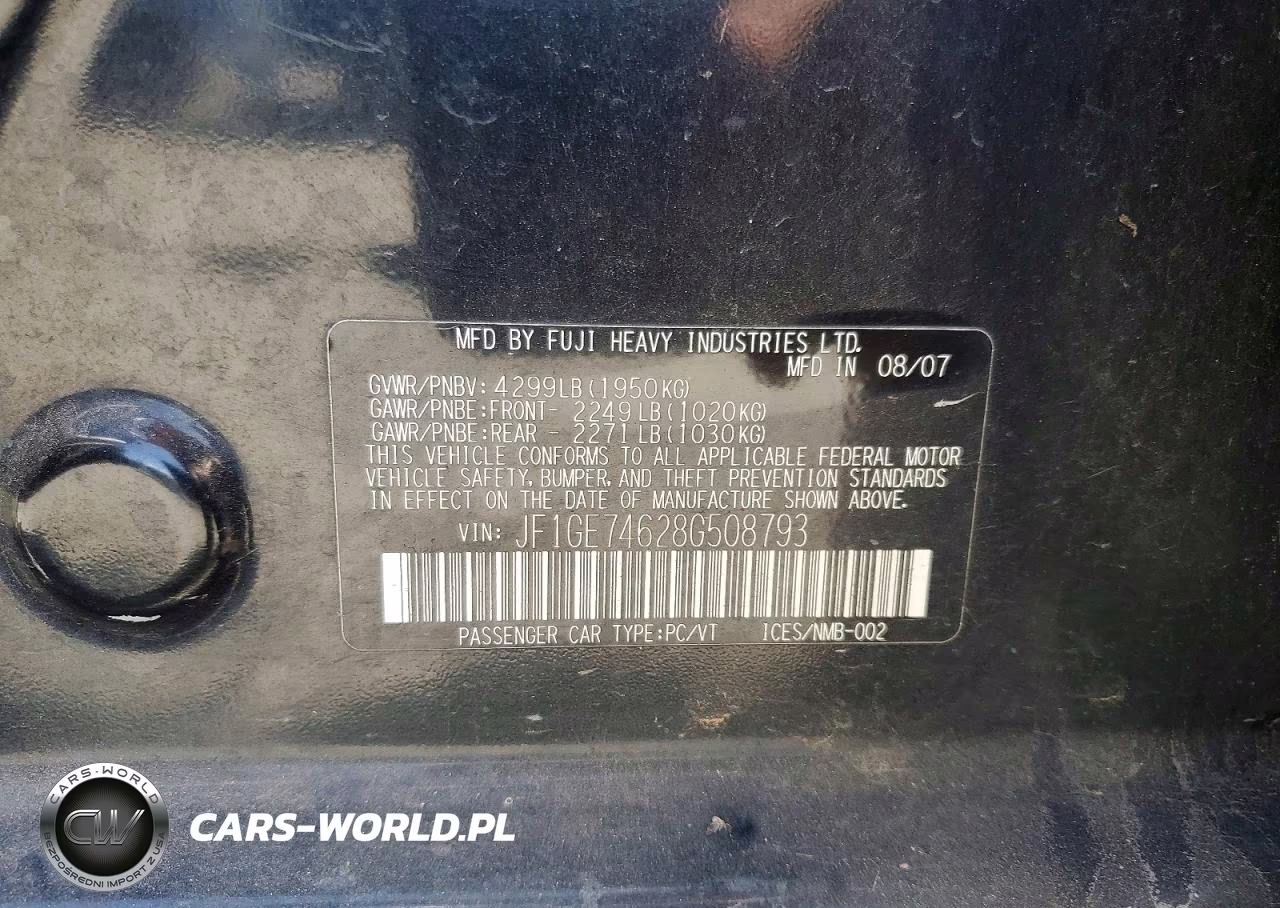 2008 Subaru Impreza Wrx VIN:JF1GE74628G508793 - 12