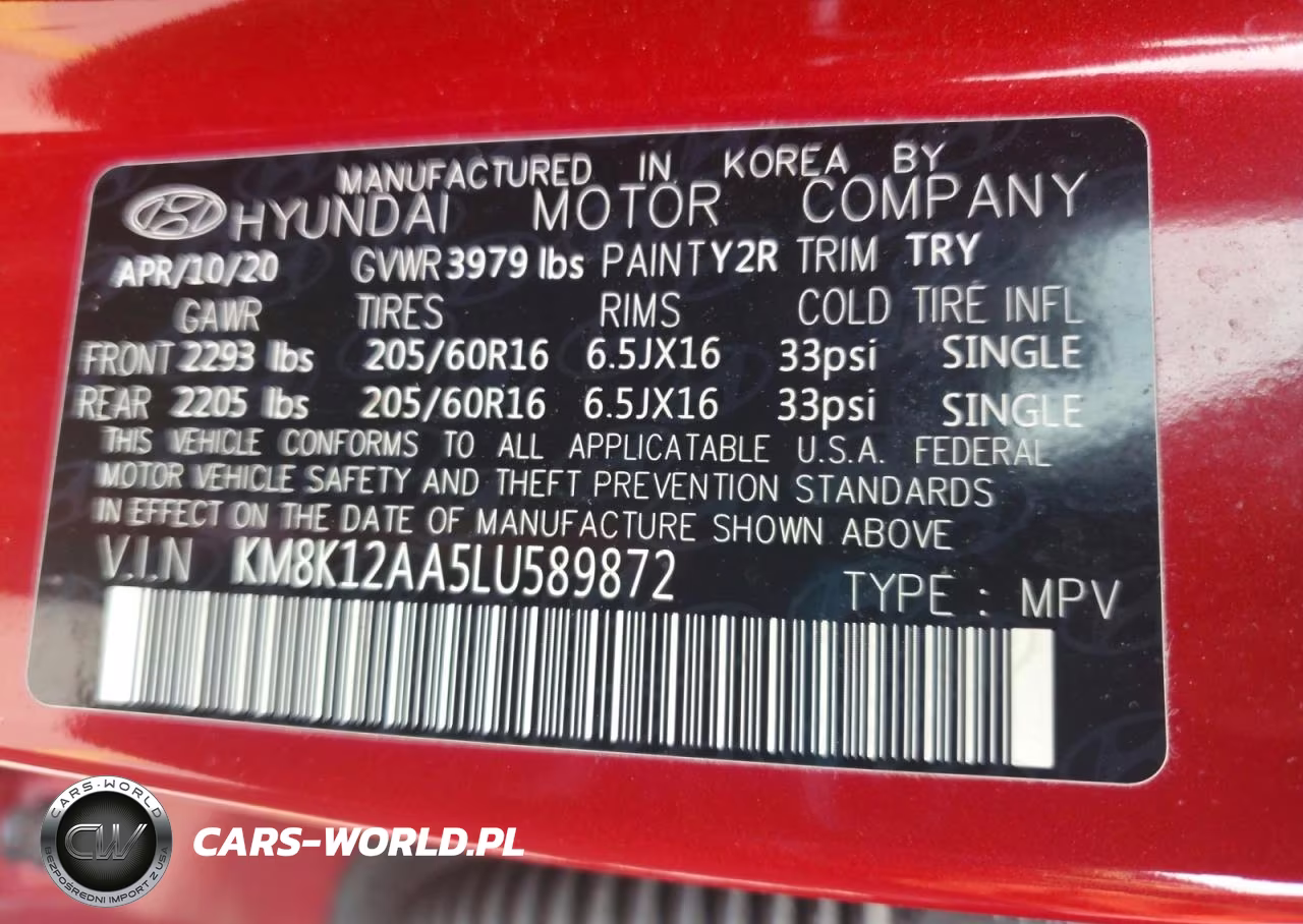 2020 Hyundai Kona Se VIN:KM8K12AA5LU589872 - 12