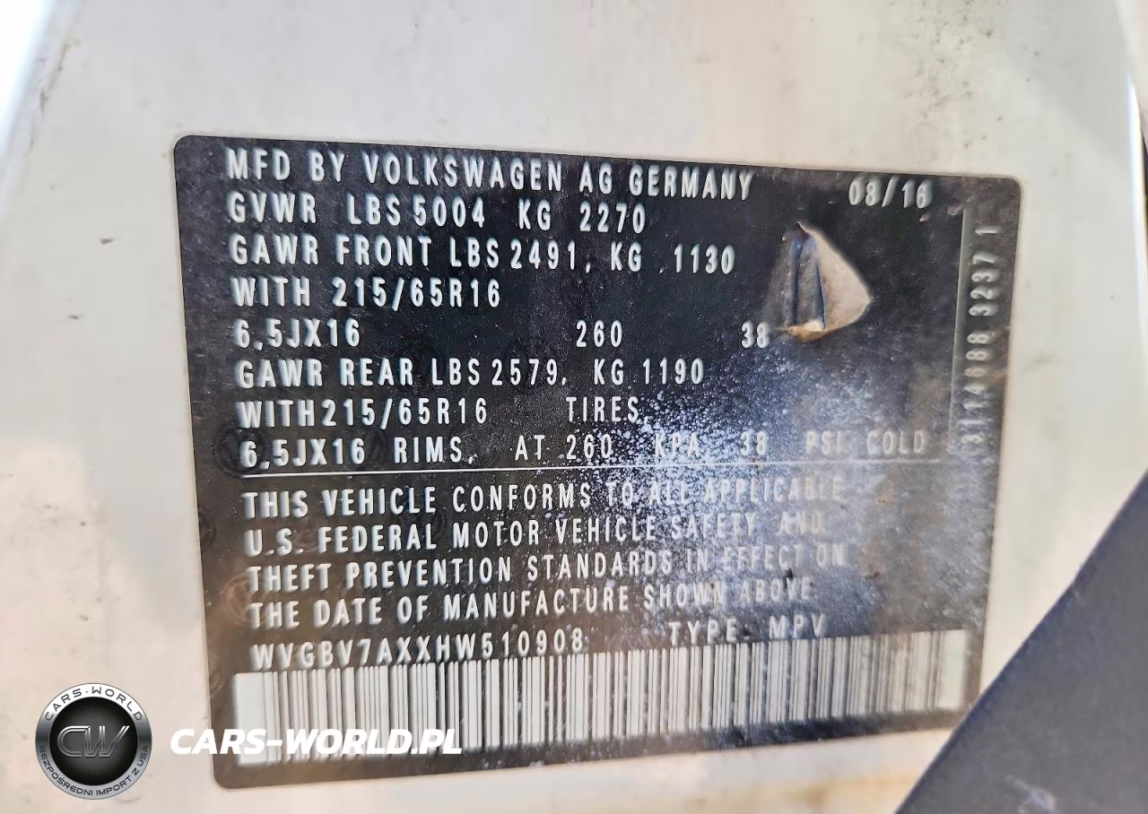2017 Volkswagen Tiguan S VIN:WVGBV7AXXHW510908 - 12