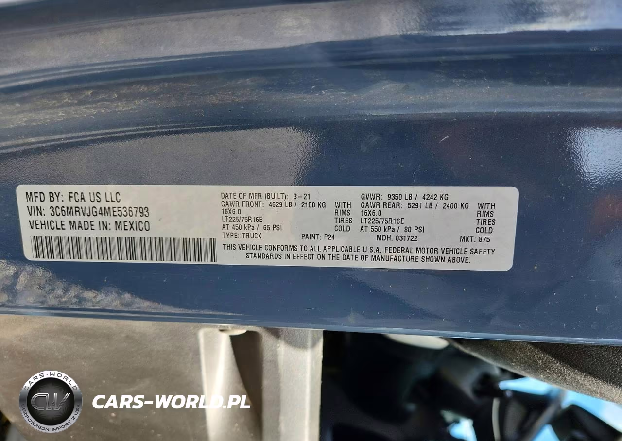 2021 Ram Promaster 3500 Delivery Van VIN:3C6MRVJG4ME536793 - 13