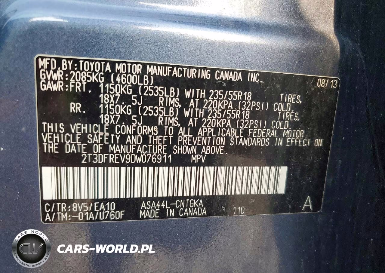 2013 Toyota Rav4 Limited VIN:2T3DFREV9DW076911 - 13