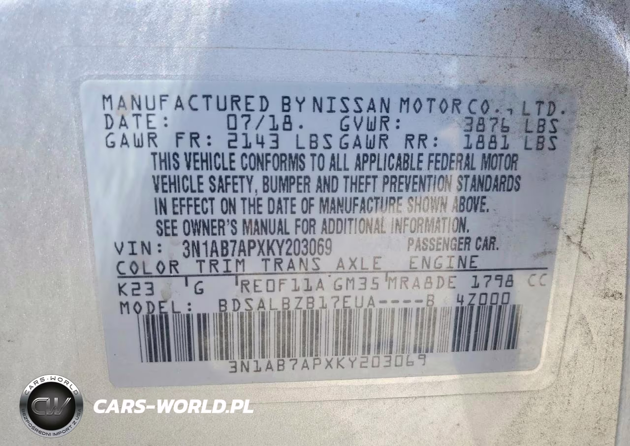 2019 Nissan Sentra S VIN:3N1AB7APXKY203069 - 13