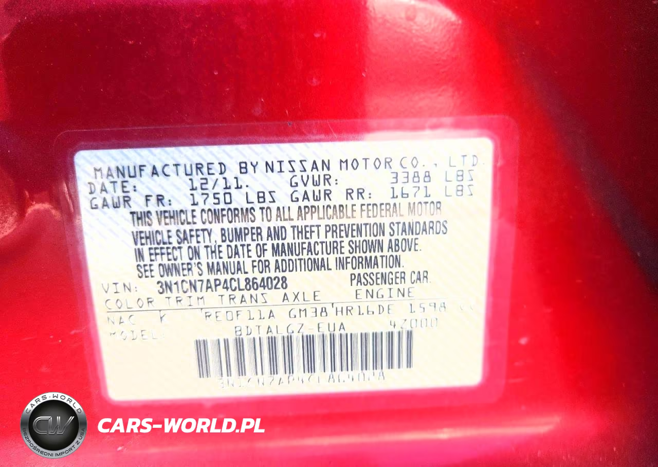 2012 Nissan Versa 1.6 S VIN:3N1CN7AP4CL864028 - 12