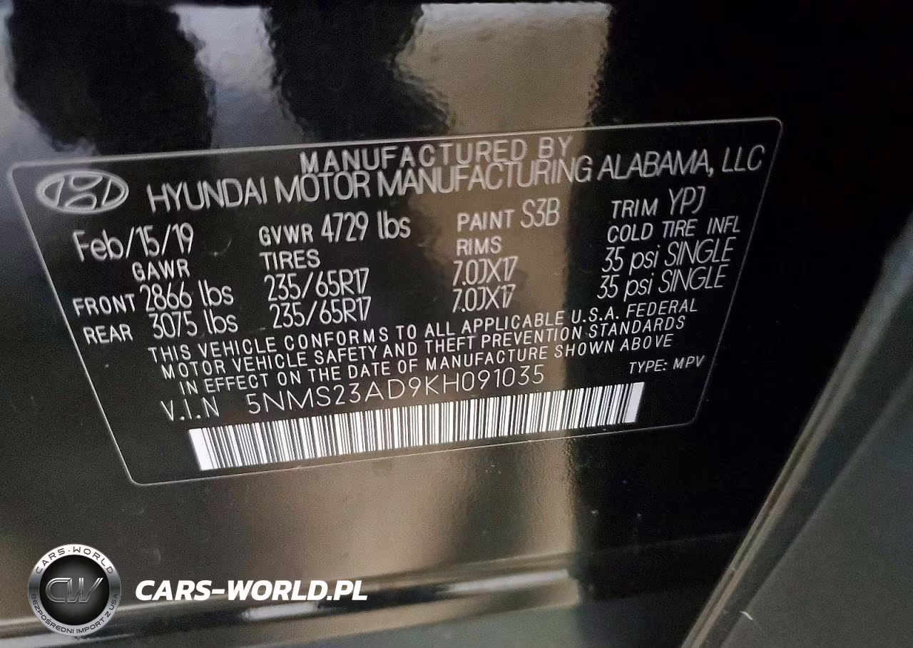 2019 Hyundai Santa Fe Se VIN:5NMS23AD9KH091035 - 12