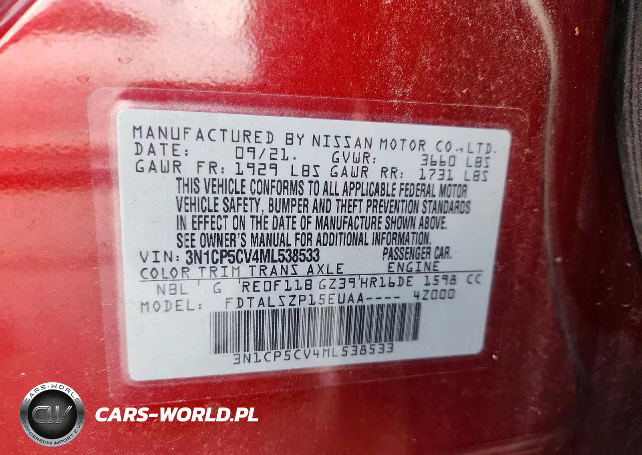 2021 Nissan Kicks Sv VIN:3N1CP5CV4ML538533 - 14