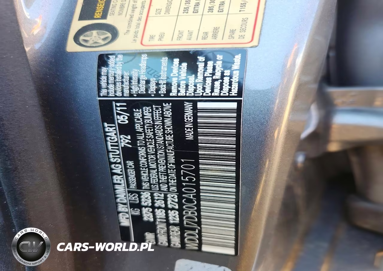 2012 Mercedes-Benz Cls 550 VIN:WDDLJ7DB0CA015701 - 12
