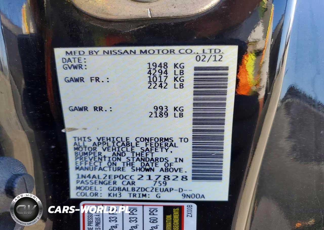 2012 Nissan Altima S VIN:1N4AL2EP0CC217828 - 12