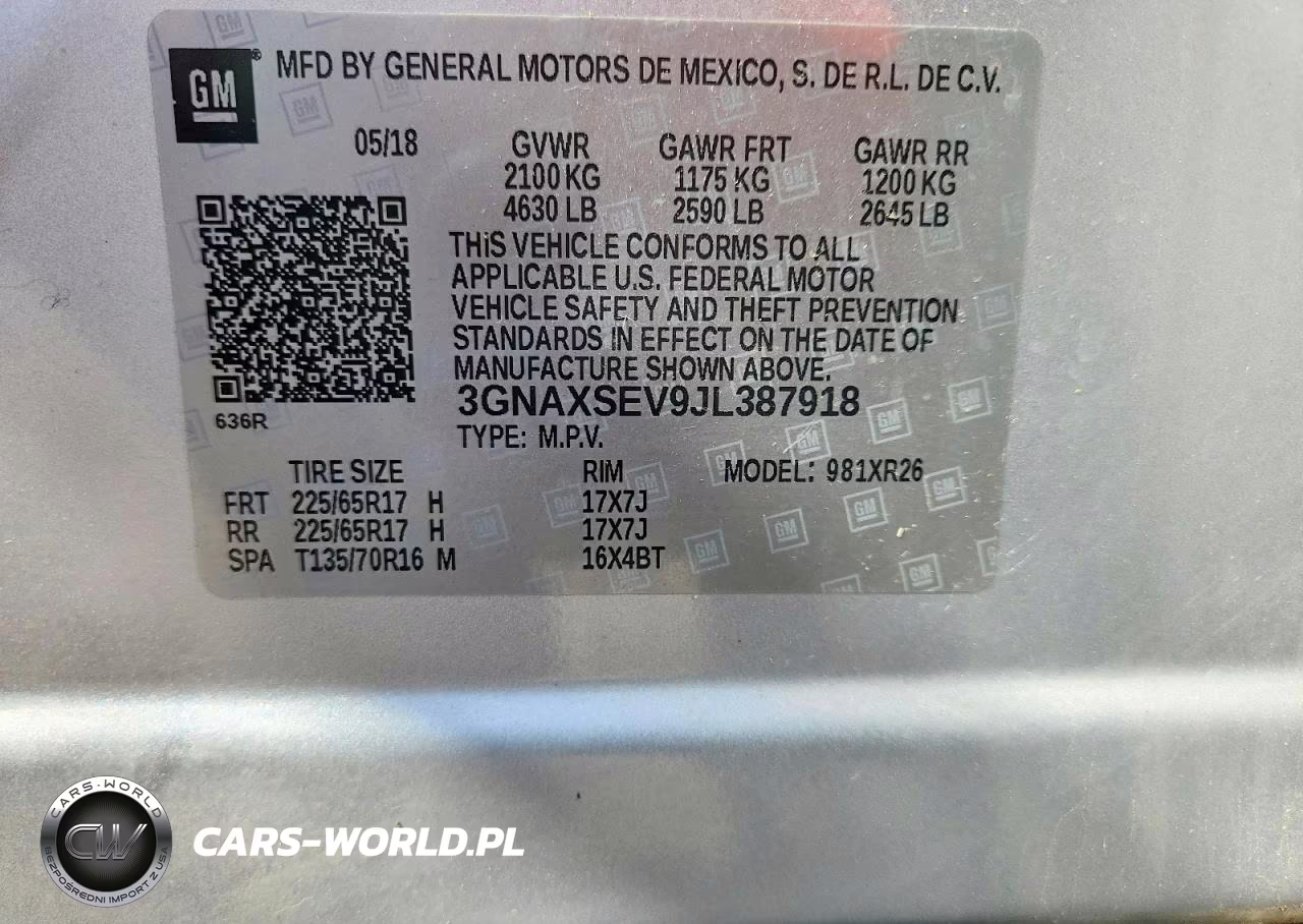 2018 Chevrolet Equinox Lt VIN:3GNAXSEV9JL387918 - 14