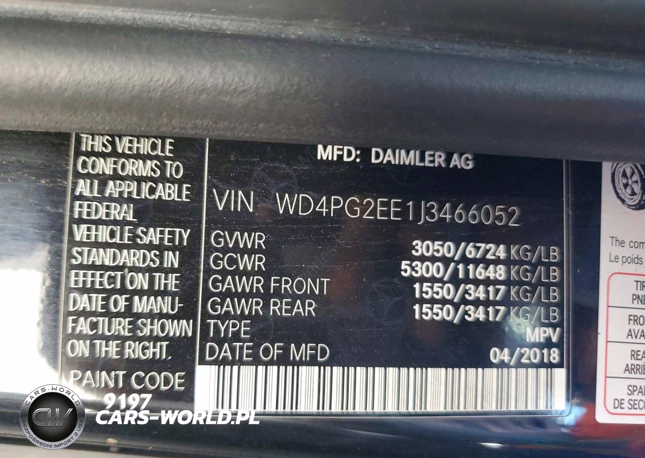 2018 Mercedes-Benz Metris VIN:WD4PG2EE1J3466052 - 13