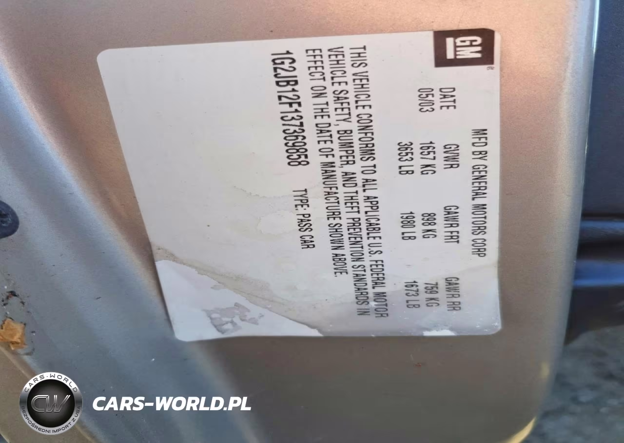 2003 Pontiac Sunfire VIN:1G2JB12F137369858 - 12