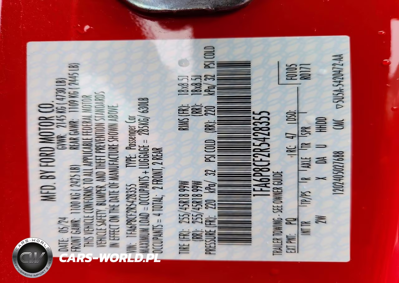 2024 Ford Mustang VIN:1FA6P8CF2R5428355 - 12