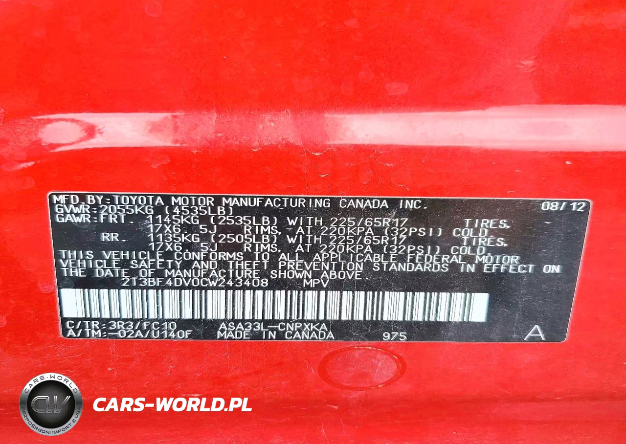 2012 Toyota Rav4 Base VIN:2T3BF4DV0CW243408 - 13