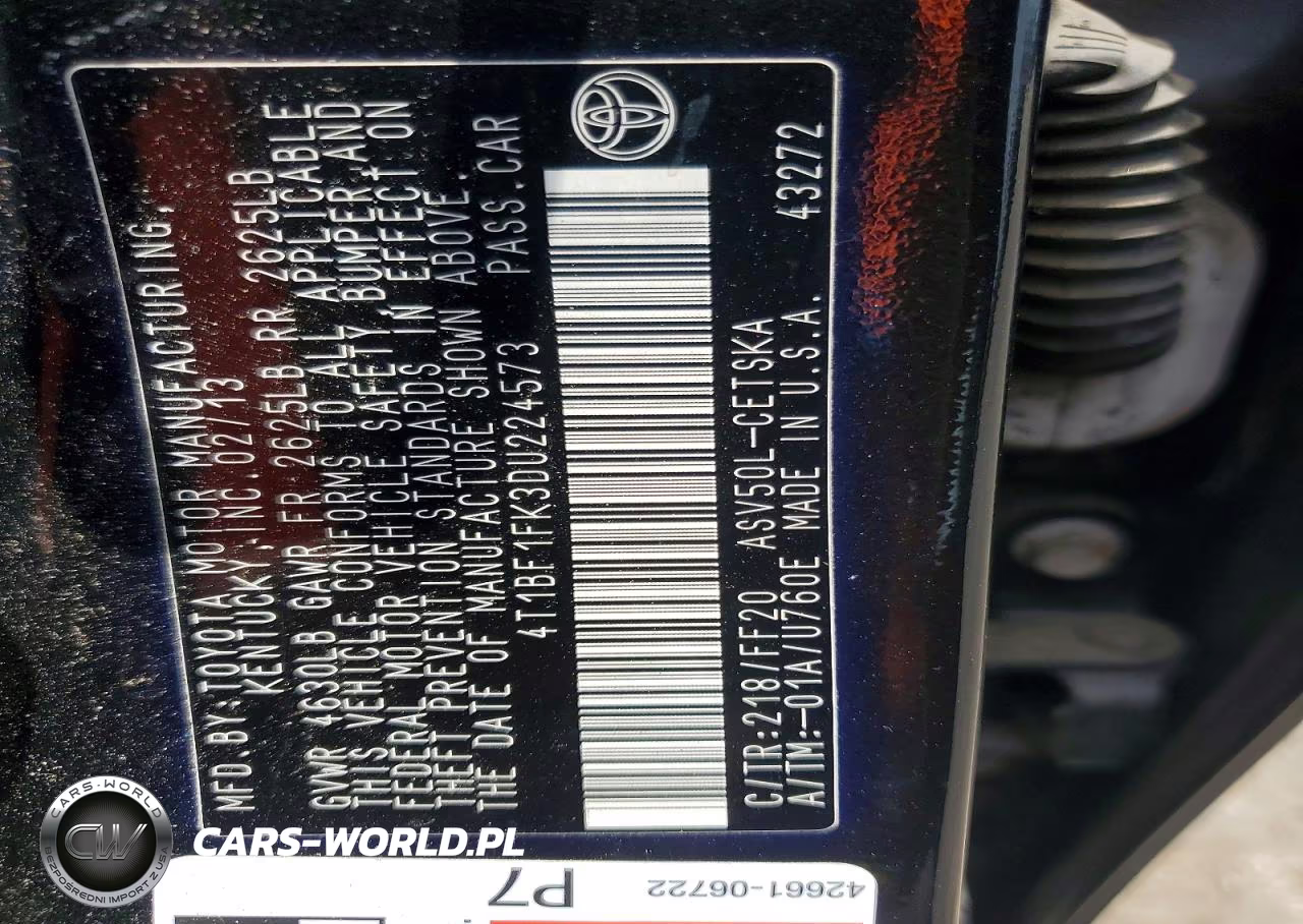 2013 Toyota Camry Se VIN:4T1BF1FK3DU224573 - 12
