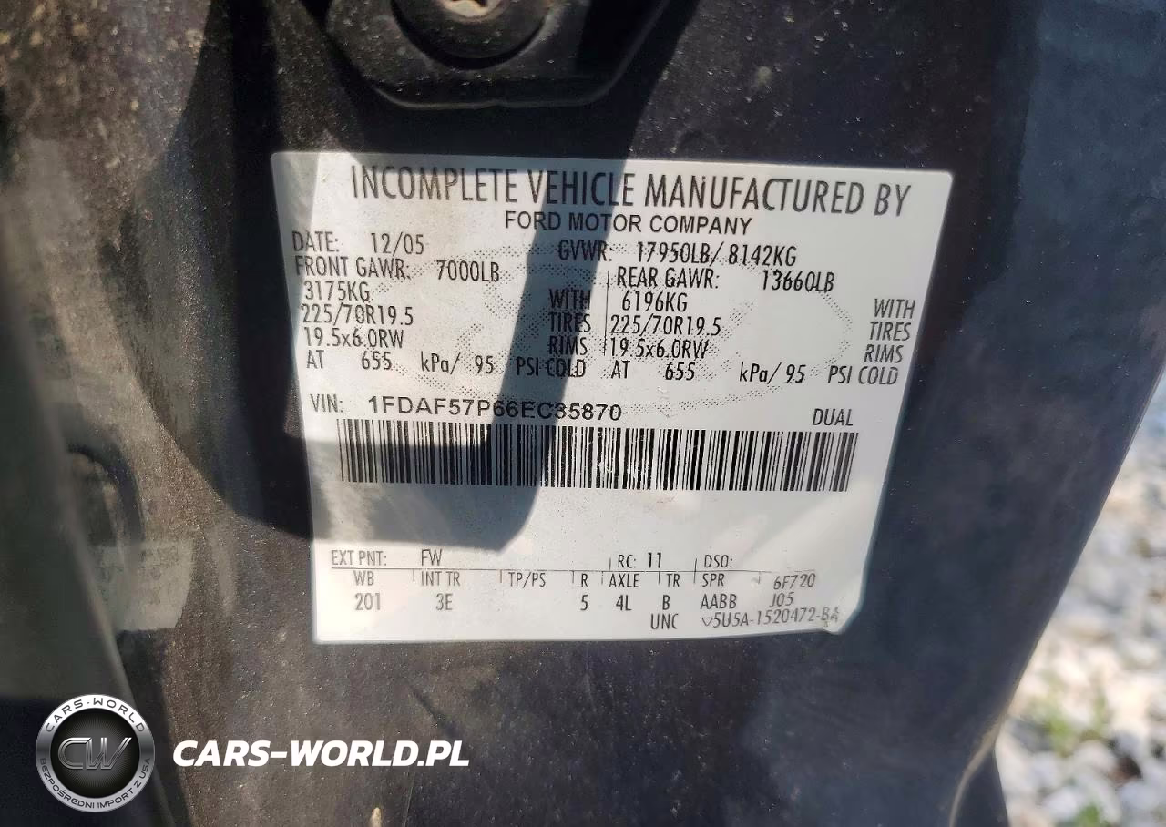2006 Ford F550 Super Duty VIN:1FDAF57P66EC35870 - 12