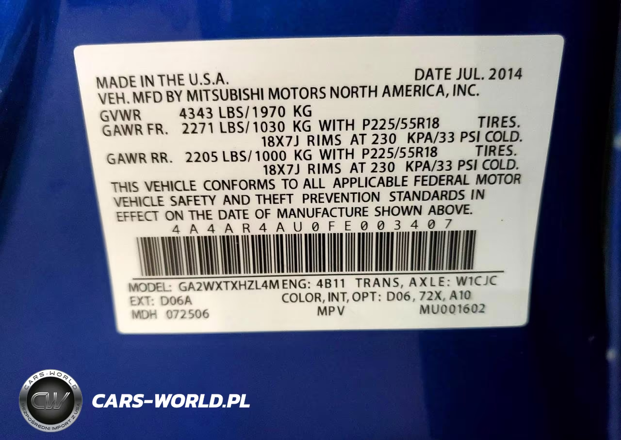 2015 Mitsubishi Outlander Sport Se VIN:4A4AR4AU0FE003407 - 13