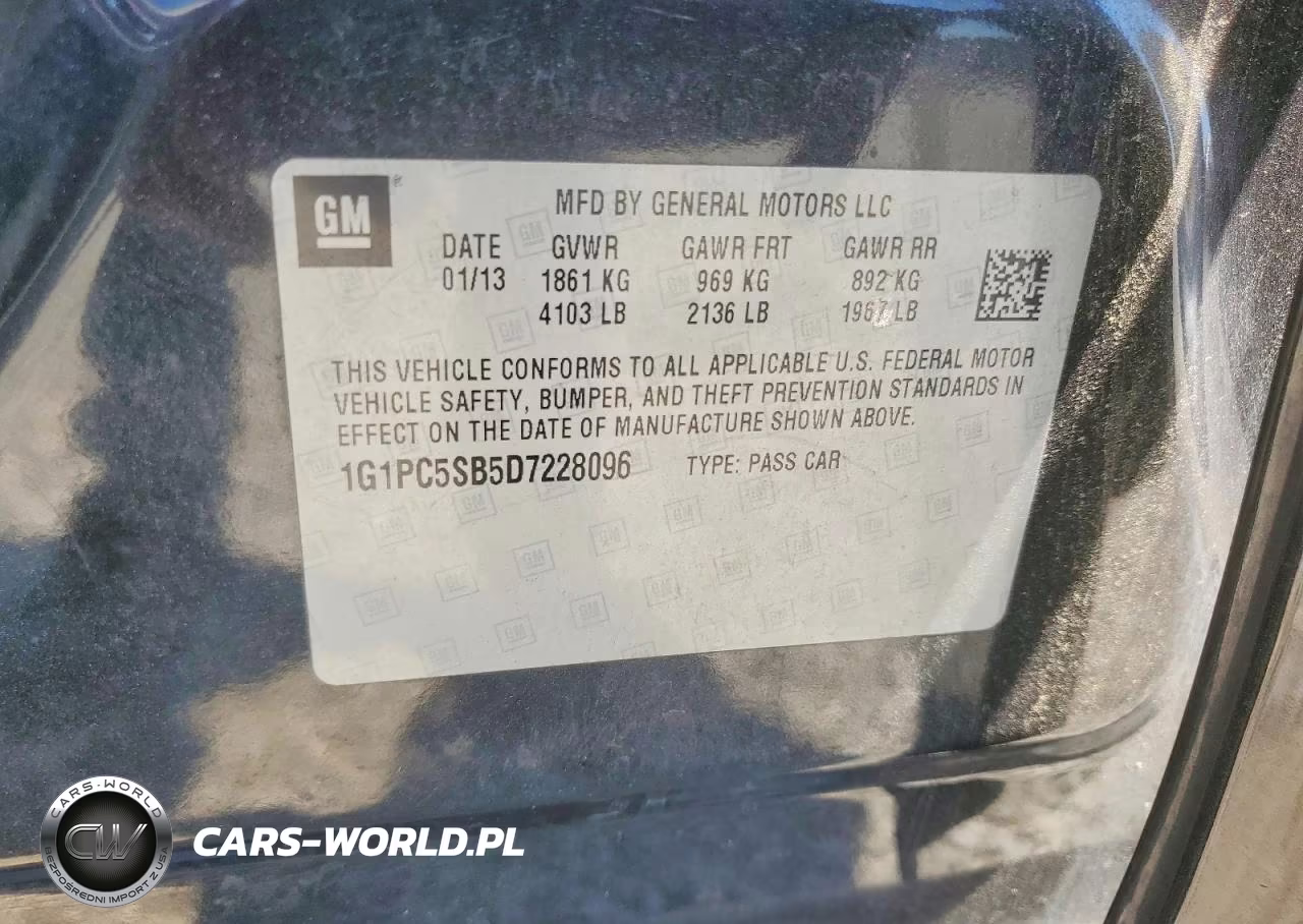 2013 Chevrolet Cruze Lt VIN:1G1PC5SB5D7228096 - 12