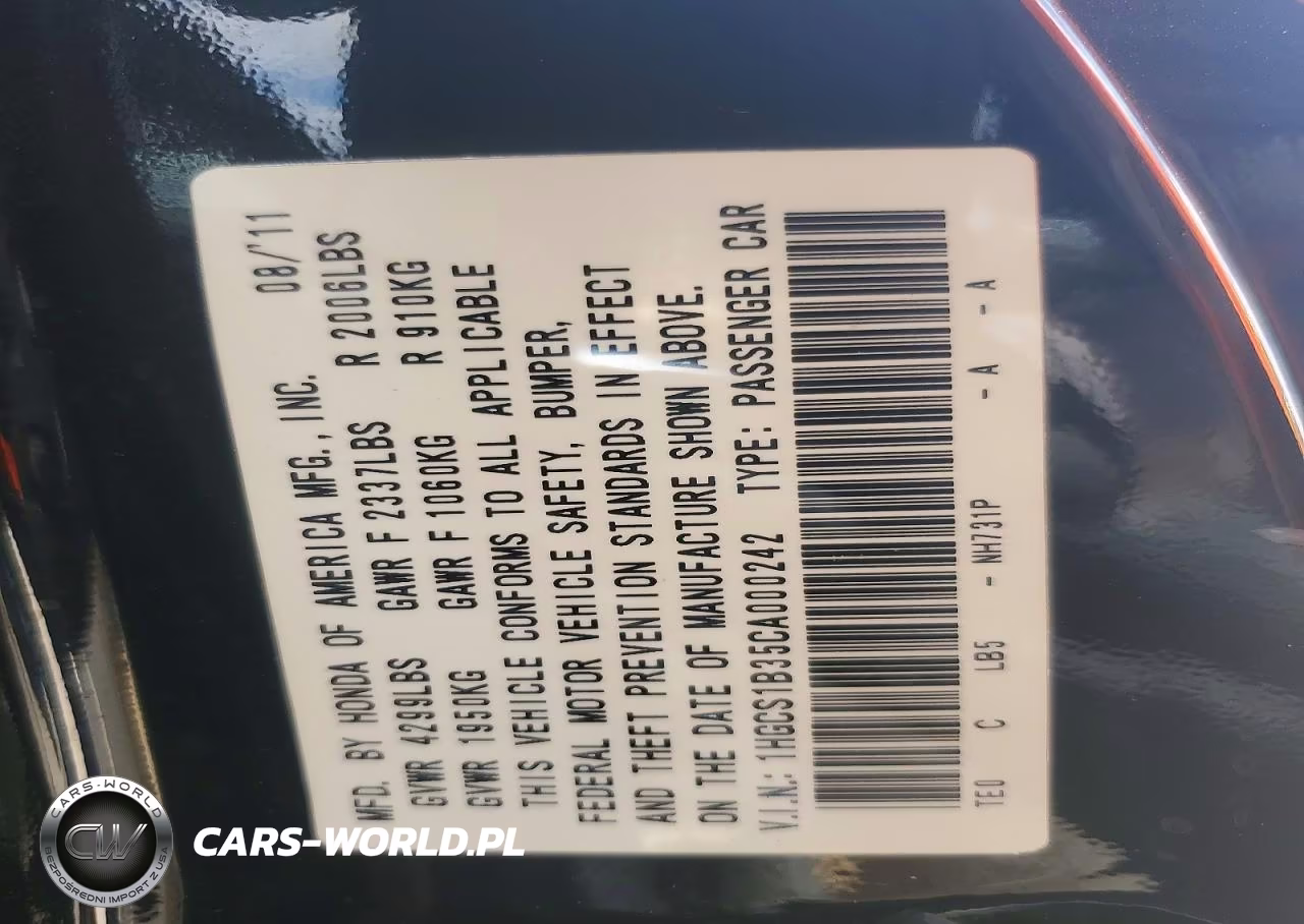 2012 Honda Accord Lx VIN:1HGCS1B35CA000242 - 13