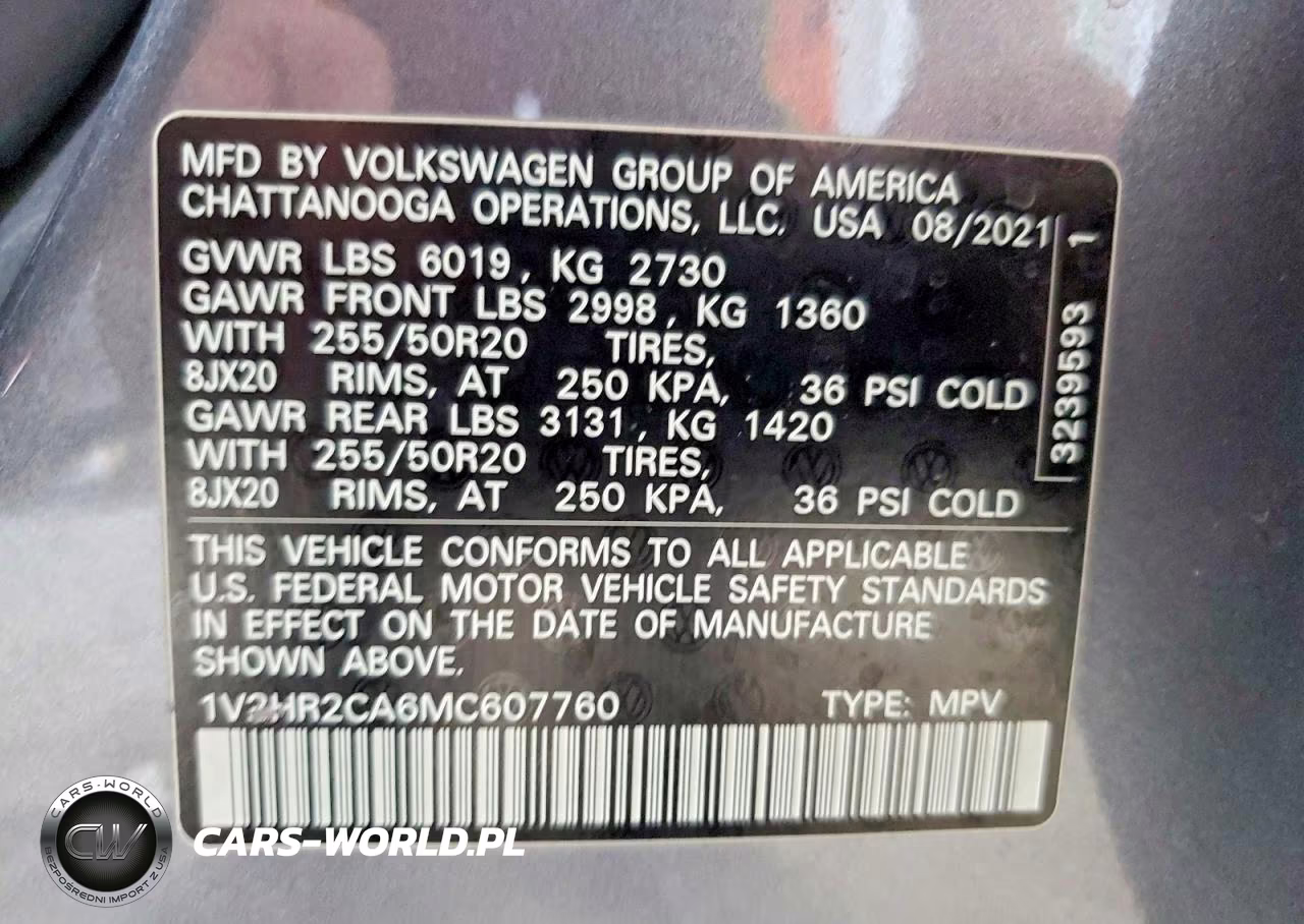2021 Volkswagen Atlas Se VIN:1V2HR2CA6MC607760 - 14