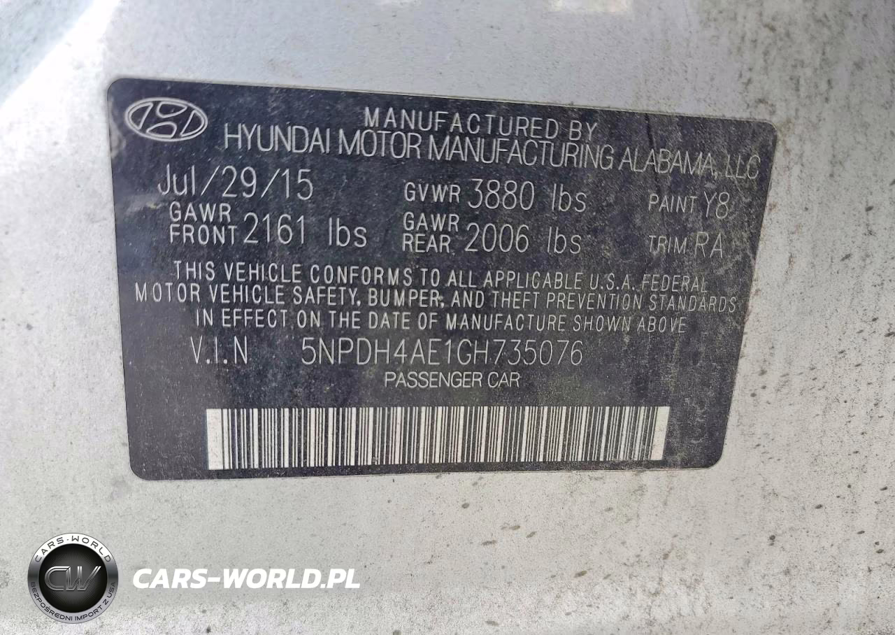 2016 Hyundai Elantra Se VIN:5NPDH4AE1GH735076 - 12