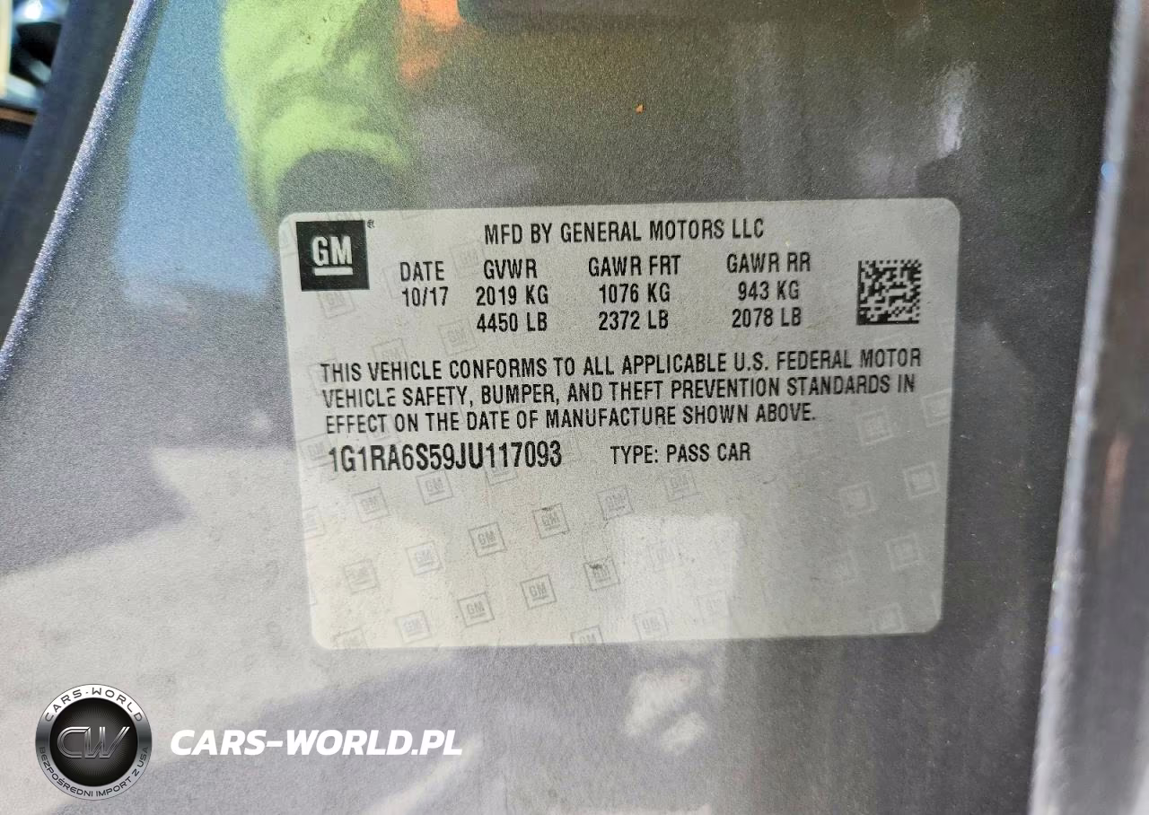2018 Chevrolet Volt Lt VIN:1G1RA6S59JU117093 - 12