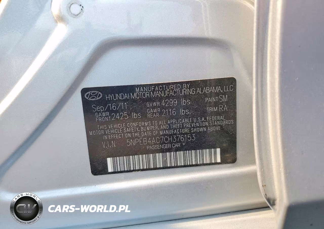 2012 Hyundai Sonata Gls VIN:5NPEB4AC7CH376153 - 12
