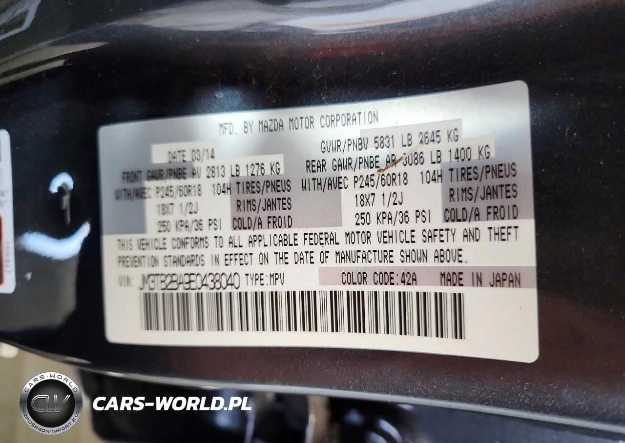 2014 Mazda Cx-9 Sport VIN:JM3TB2BA9E0438040 - 13
