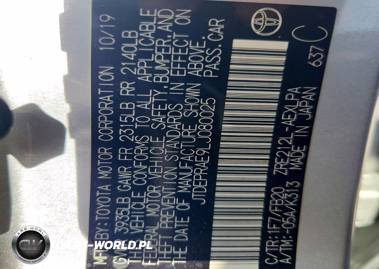2020 Toyota Corolla Le VIN:JTDEPRAE9LJ080025 - 12