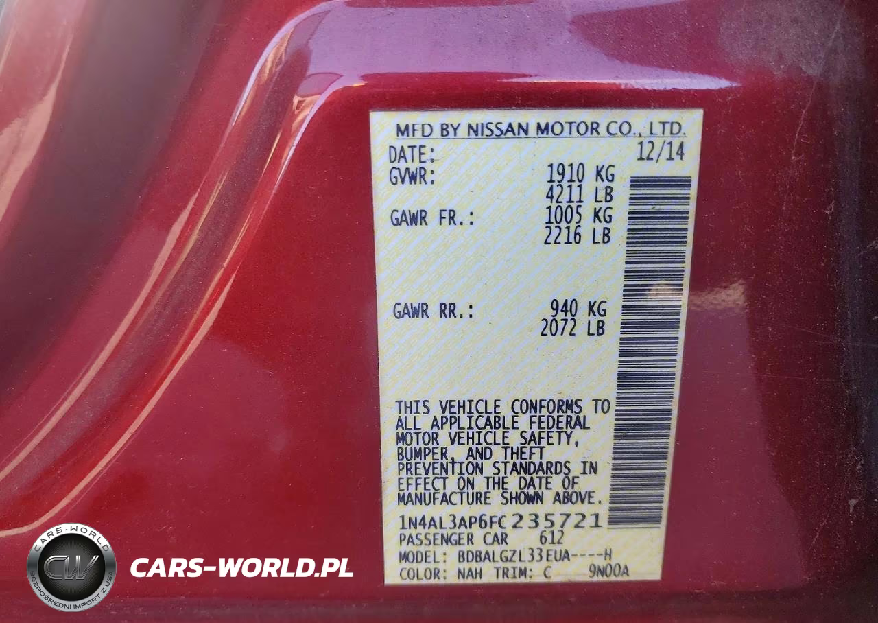 2015 Nissan Altima 2.5 S VIN:1N4AL3AP6FC235721 - 12