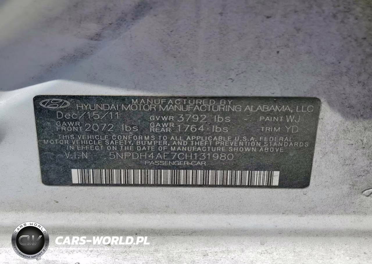 2012 Hyundai Elantra Limited VIN:5NPDH4AE7CH131980 - 12
