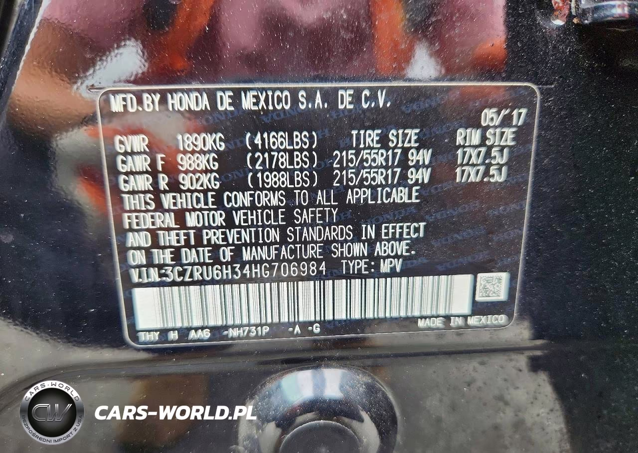 2017 Honda Hr-V Lx VIN:3CZRU6H34HG706984 - 12