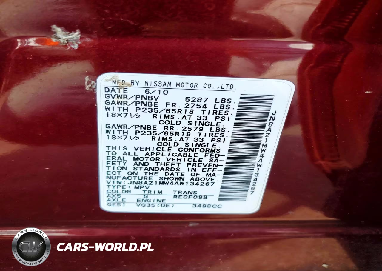 2010 Nissan Murano S VIN:JN8AZ1MW4AW134267 - 12