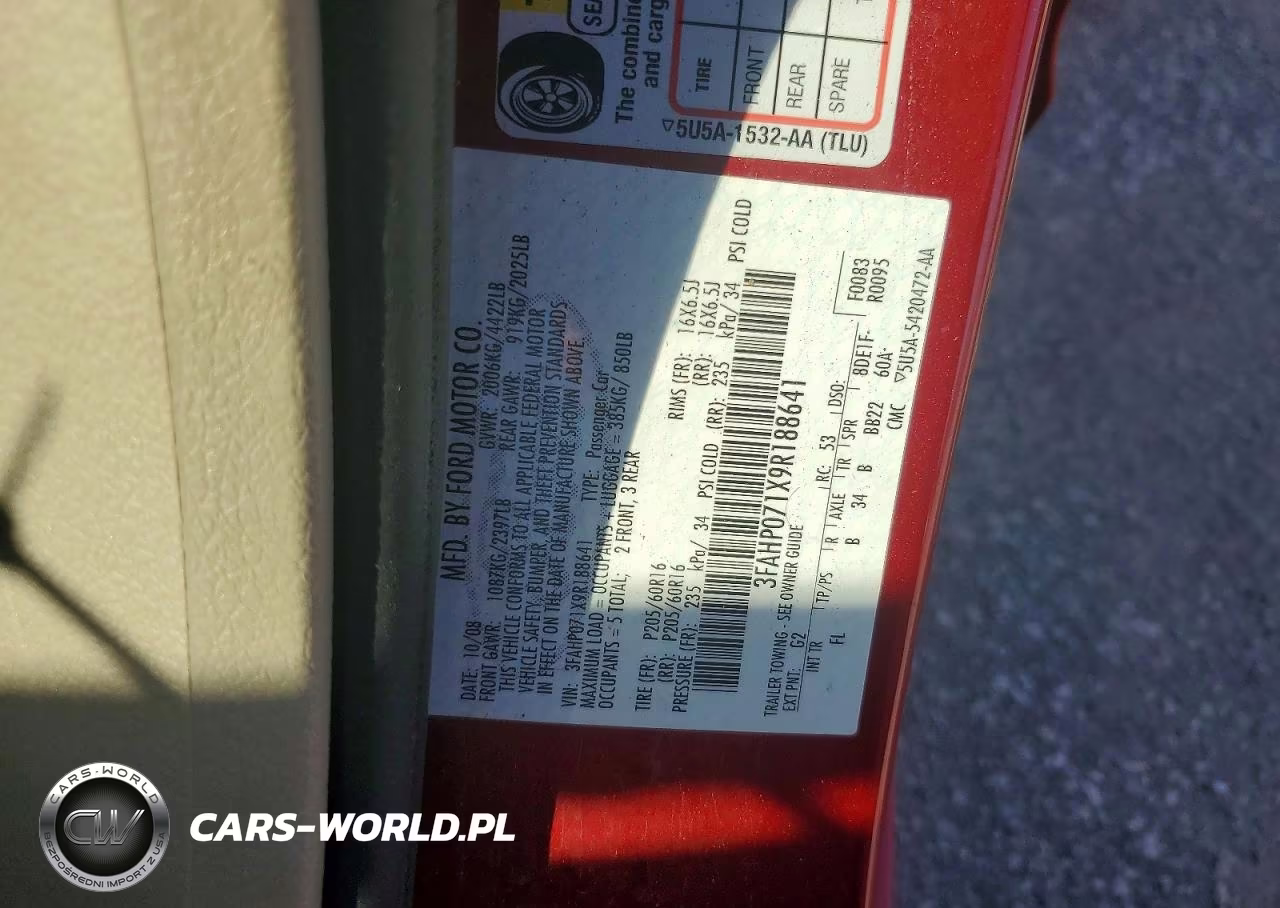 2009 Ford Fusion Se VIN:3FAHP071X9R188641 - 12