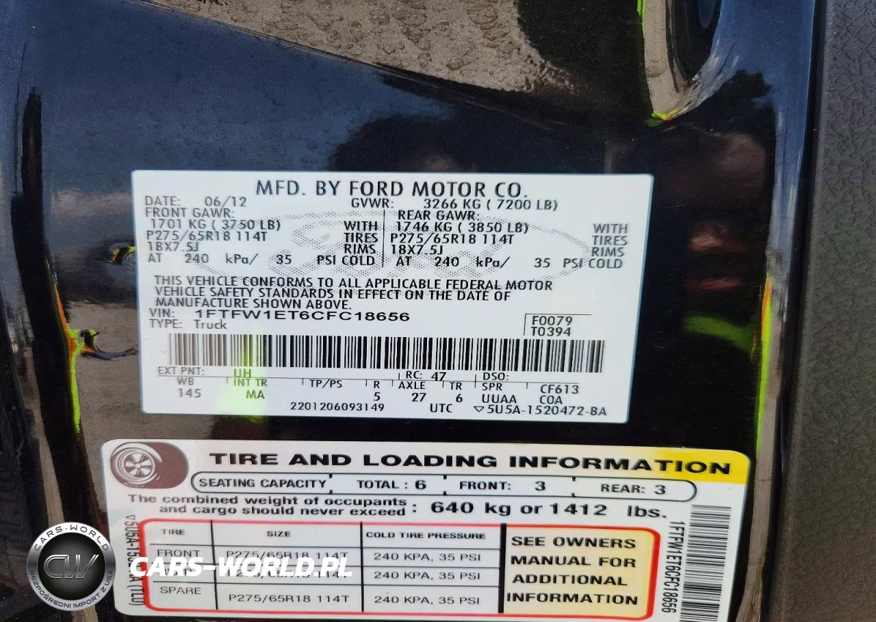 2012 Ford F150 Supercrew VIN:1FTFW1ET6CFC18656 - 12