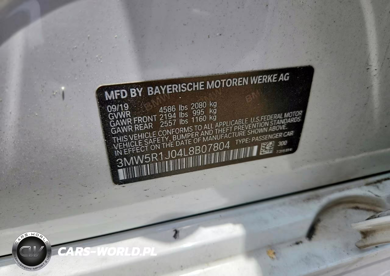 2020 BMW 330I VIN:3MW5R1J04L8B07804 - 12