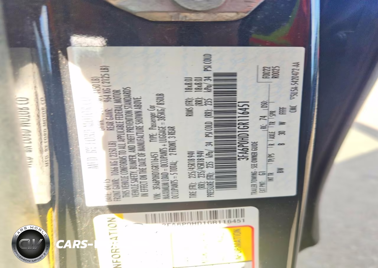 2016 Ford Fusion Se VIN:3FA6P0HD1GR116451 - 12