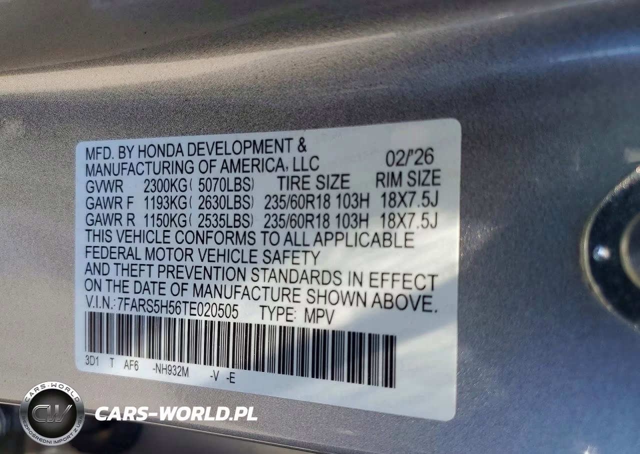 2026 Honda Cr-V Sport VIN:7FARS5H56TE020505 - 14