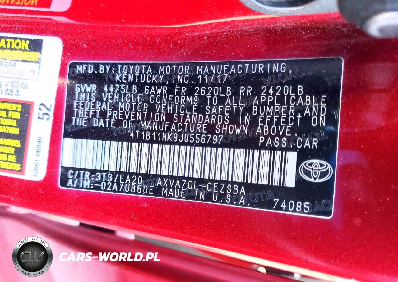2018 Toyota Camry Se VIN:4T1B11HK9JU556797 - 12
