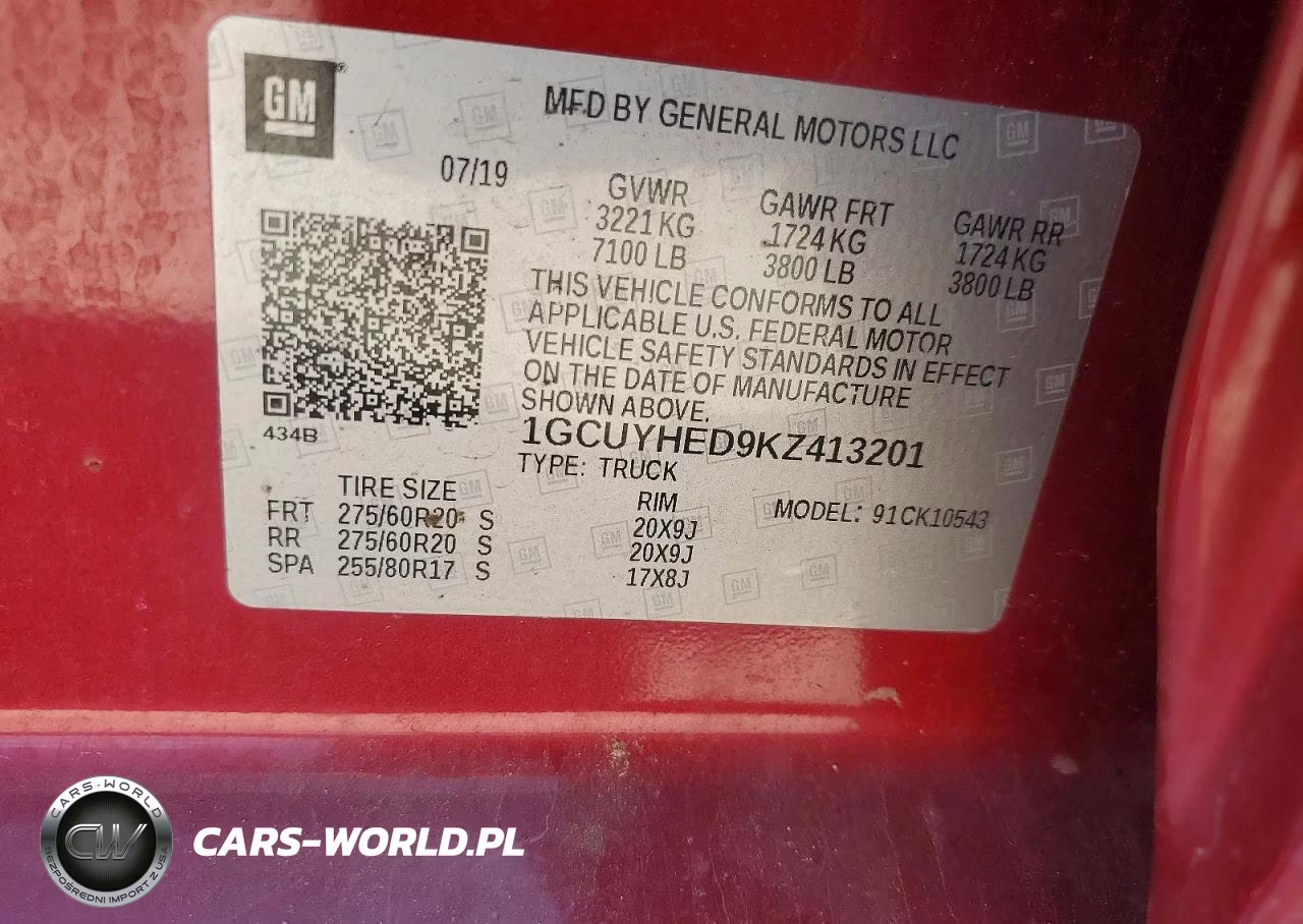 2019 Chevrolet Silverado K1500 High Country VIN:1GCUYHED9KZ413201 - 12