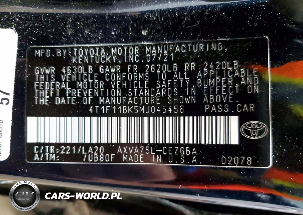 2021 Toyota Camry Xle VIN:4T1F11BK5MU045456 - 12