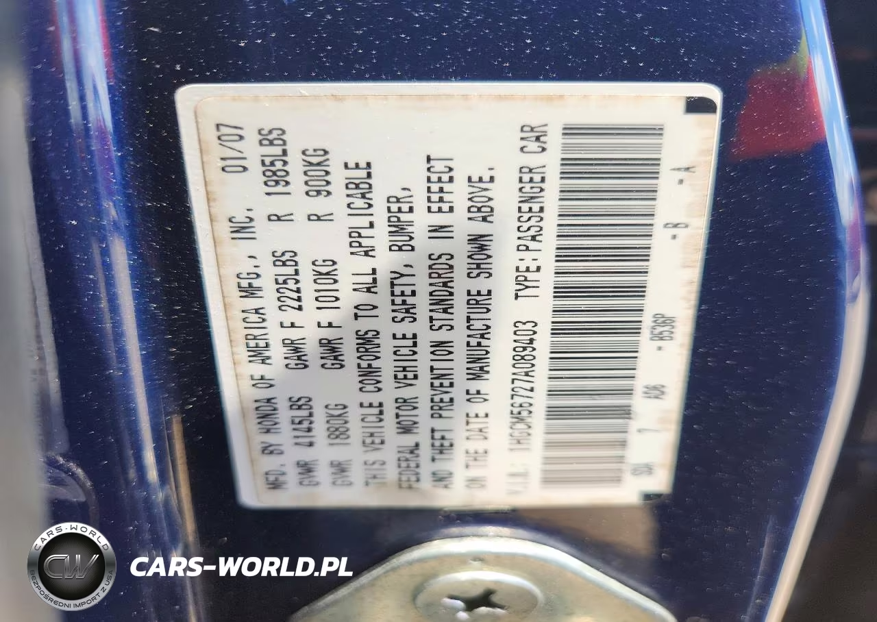 2007 Honda Accord Ex VIN:1HGCM56727A089403 - 12
