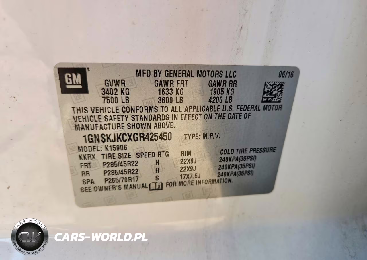 2016 Chev Suburban VIN:1GNSKJKCXGR425450 - 13