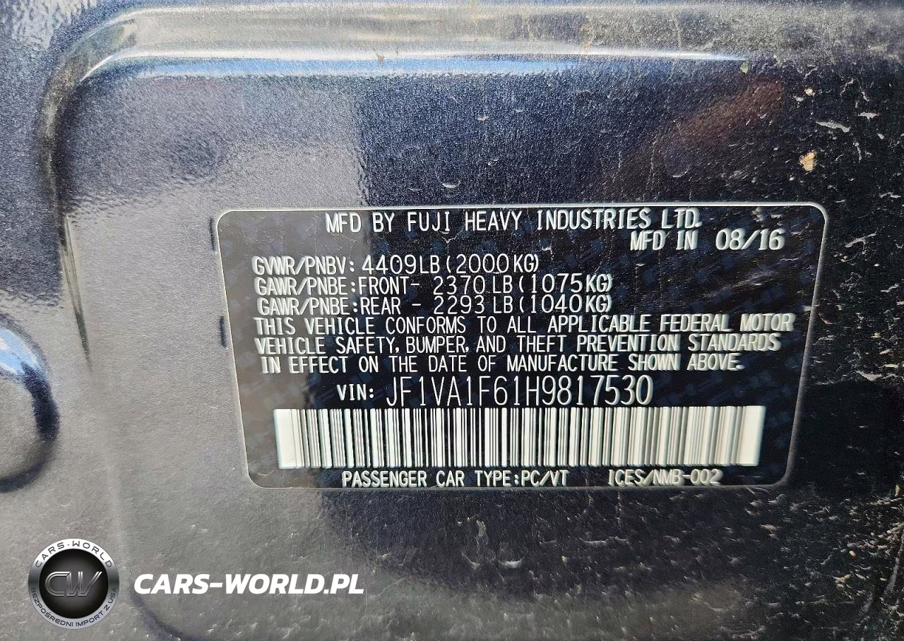 2017 Subaru Wrx Premium VIN:JF1VA1F61H9817530 - 12